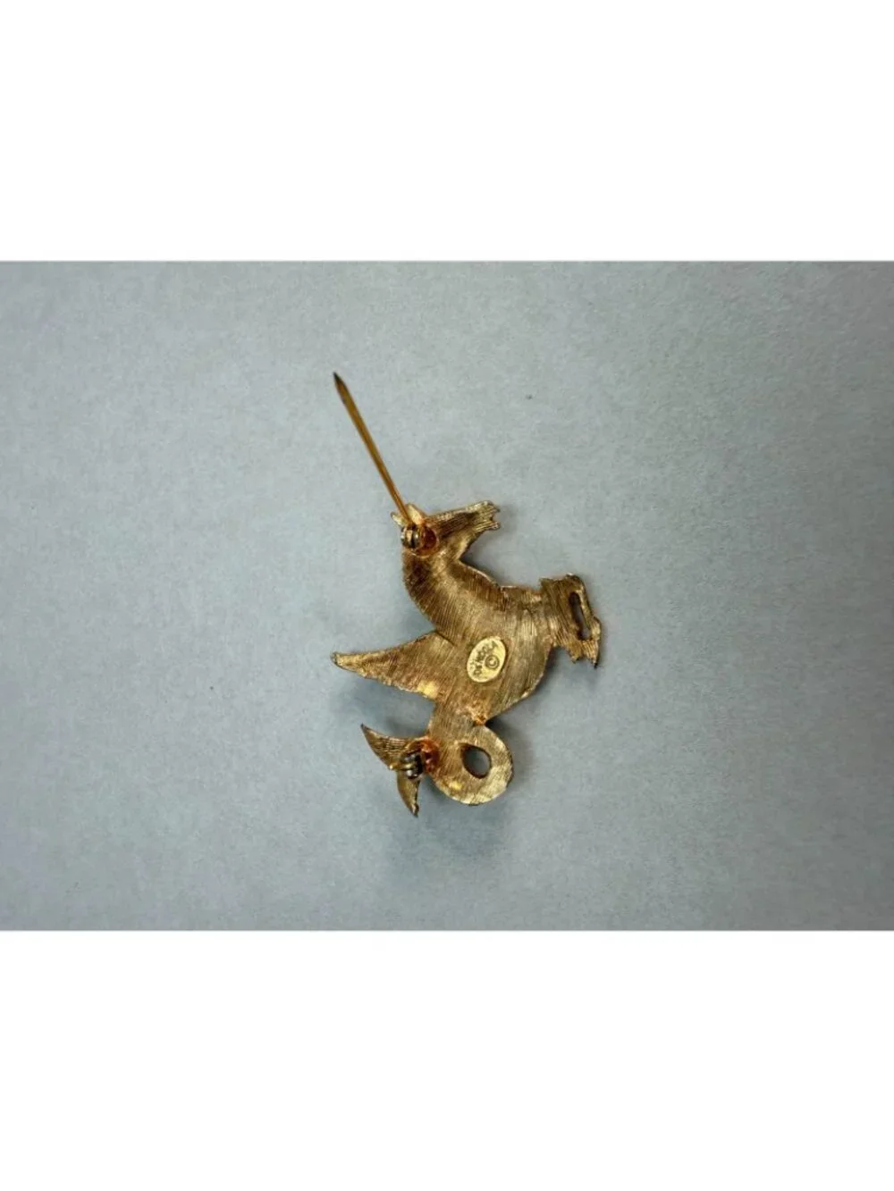 Vintage DeNICOLA Pegasus Rhinestone Gold Tone Mythological Horse Brooch Pin